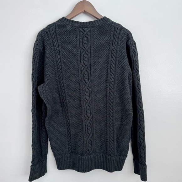 Men's HUDSON NORTH Cable Knit 100% Cotton V-neck Sweater, Charcoal Grey, Size XL - Picture 5 of 7